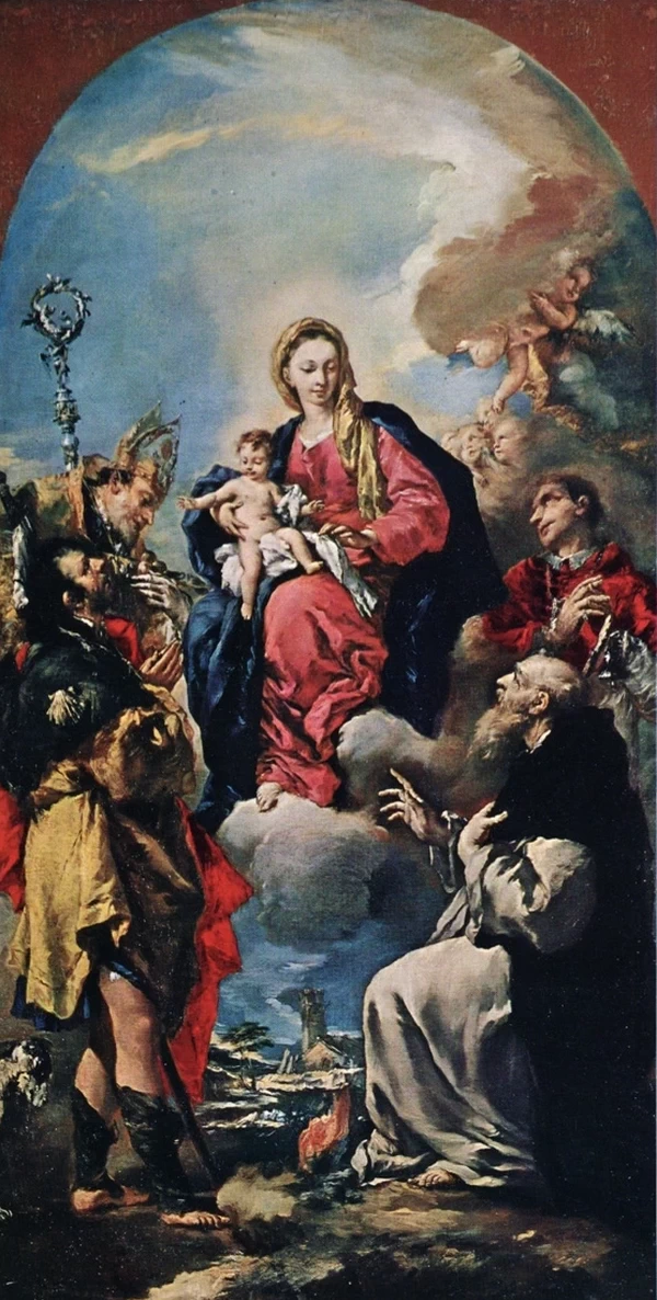 Madonna con Bambino e i Santi Rocco, Nicolò, Carlo Borromeo e Antonio abate - Vigo d'Anaunia, Chiesa parrocchiale
